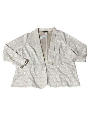 NWT Maurices Plus Size 3X Beige Geometric Lace Pattern Open Front Blazer Work